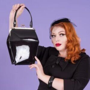 Tatyana To Die For Coffin Purse in Patent Vegan Leather - Black